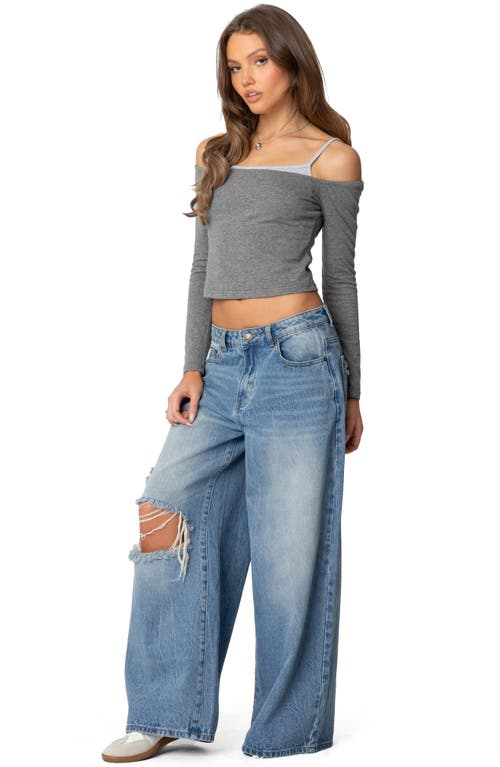 EDIKTED EDIKTED LAYERED COLD SHOULDER CROP TOP 