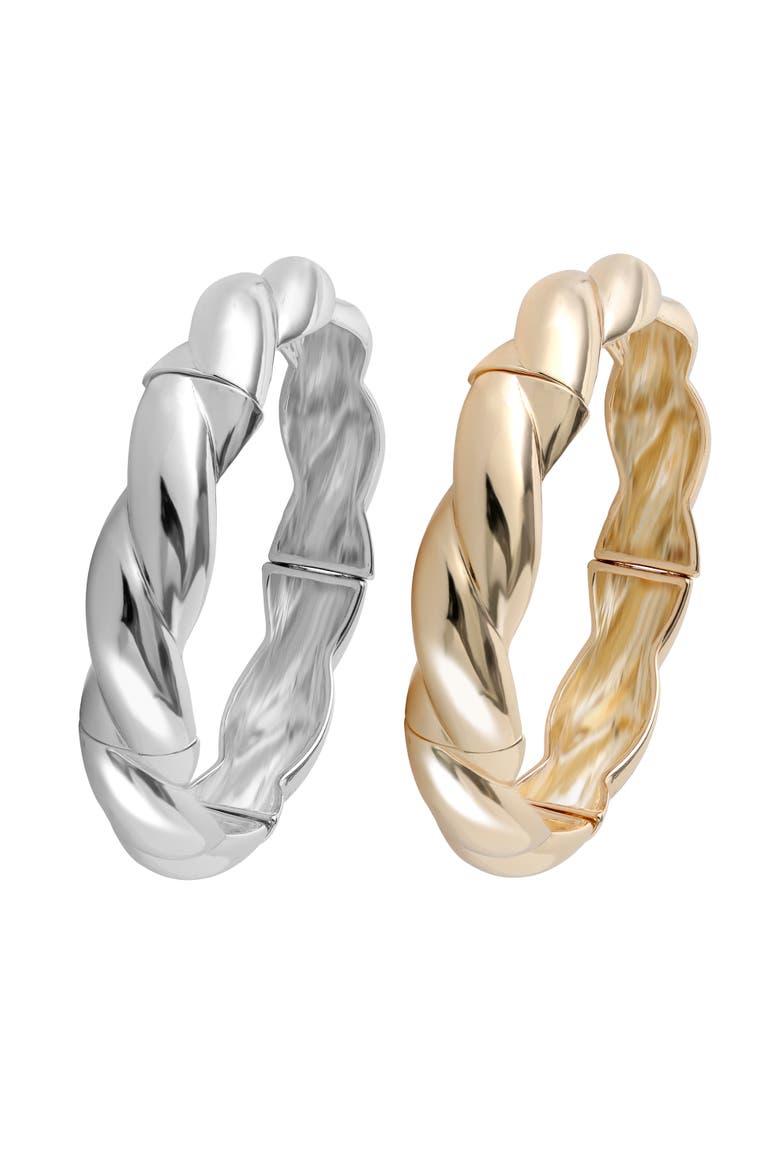 Women's 2-Piece Bracelet Set, Two-Tone Gold and Silver Plated Fashion Jewelry, Main, color, Gold-Tone
