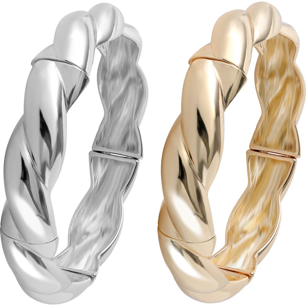 Jessica Simpson 2-piece Bracelet Set, Two-tone Gold And Silver Plated Fashion Jewelry In Multi