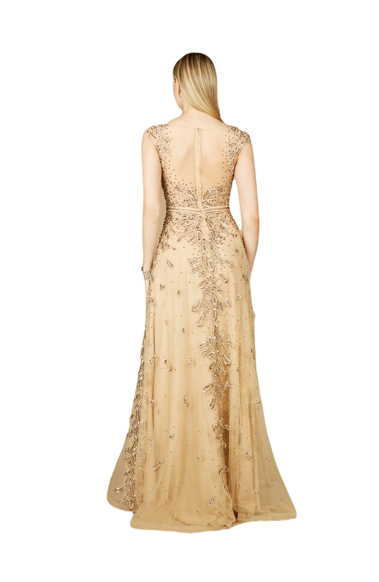 LARA New York Inspired Lace Gown with Cap Sleeves, Alternate, color, Gold