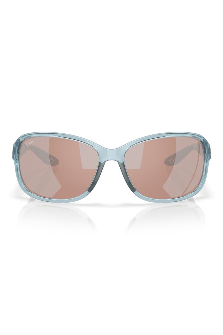Seadrift 58mm Polarized Square Sunglasses, Main, color, TRANSLUCENT SILT BLUE