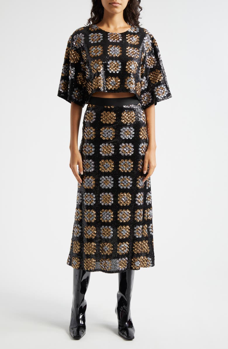 Smythe Sequin Midi Skirt, Alternate, color, 