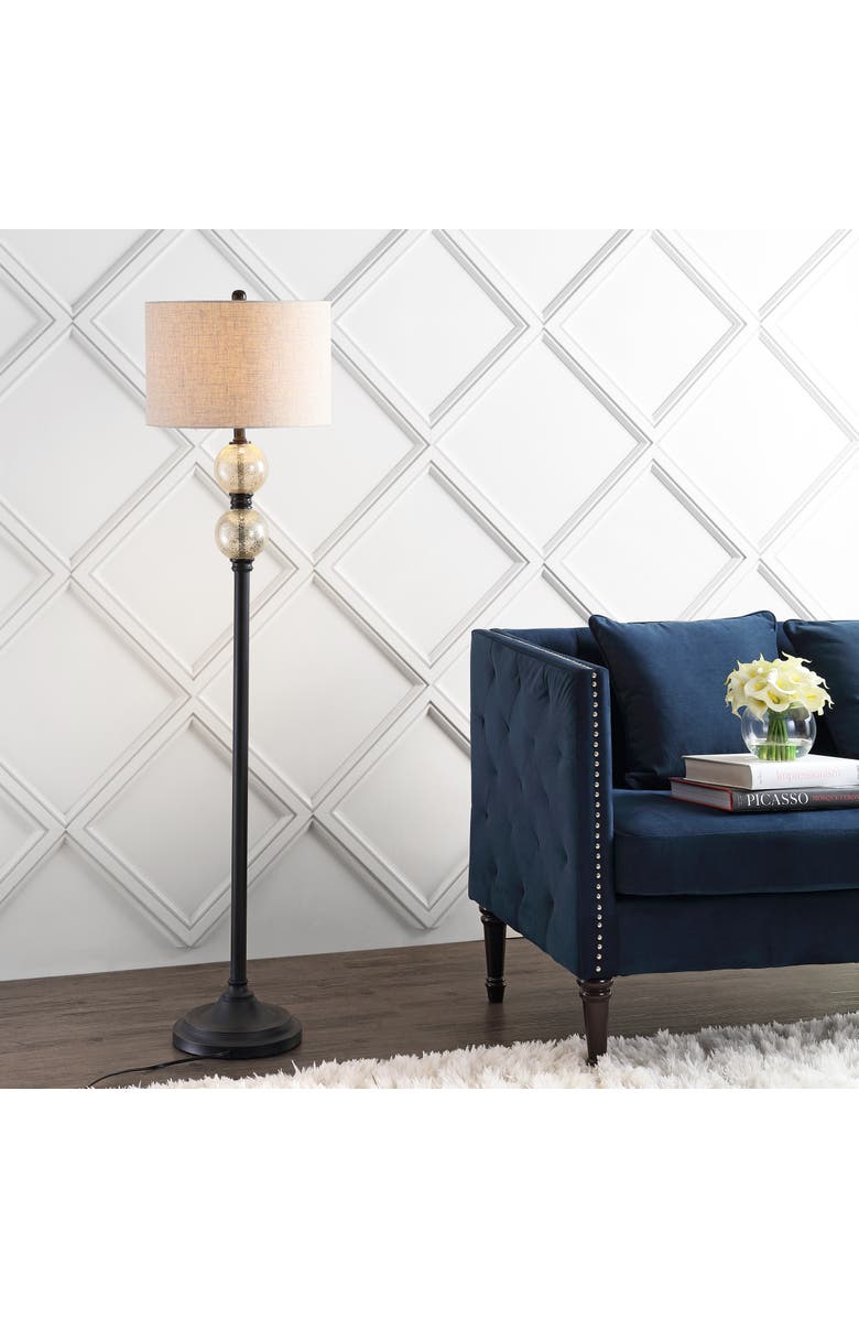 JONATHAN Y January Glass/Metal LED Floor Lamp, Main, color, Oil Rubbed Bronze