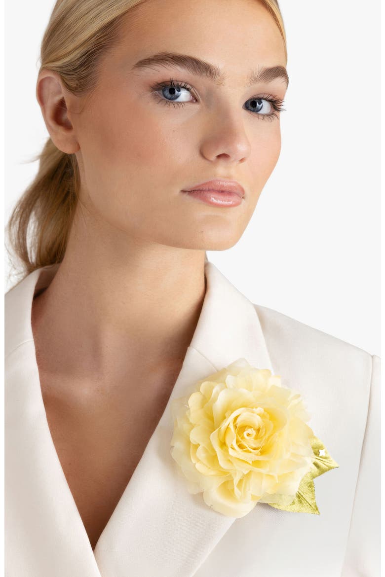 The Small Yellow Rose Floral Brooch, Alternate, color, Yellow