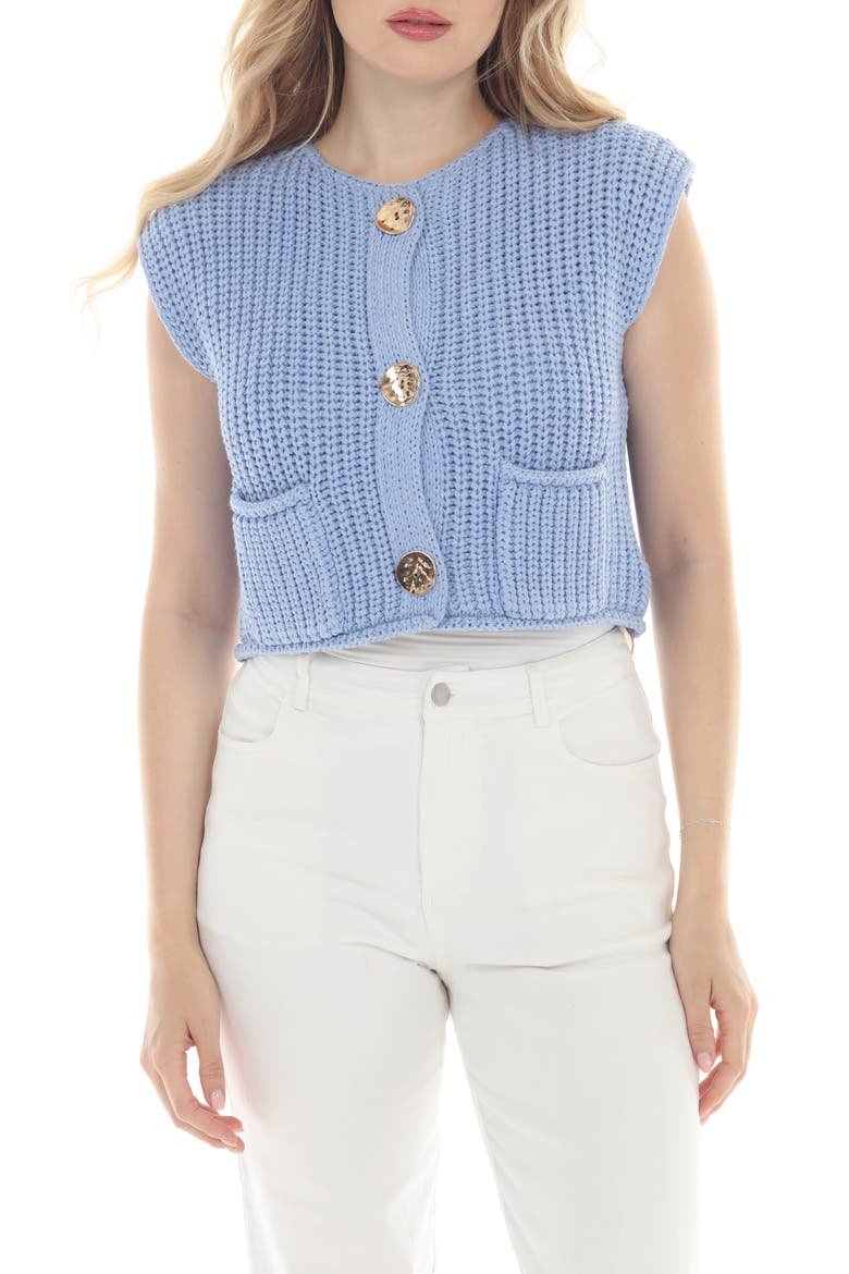 Button Knit Vest, Main, color, BLUE