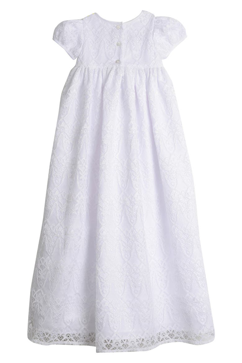 Point Lace Christening Gown & Bonnet Set, Alternate, color, WHITE