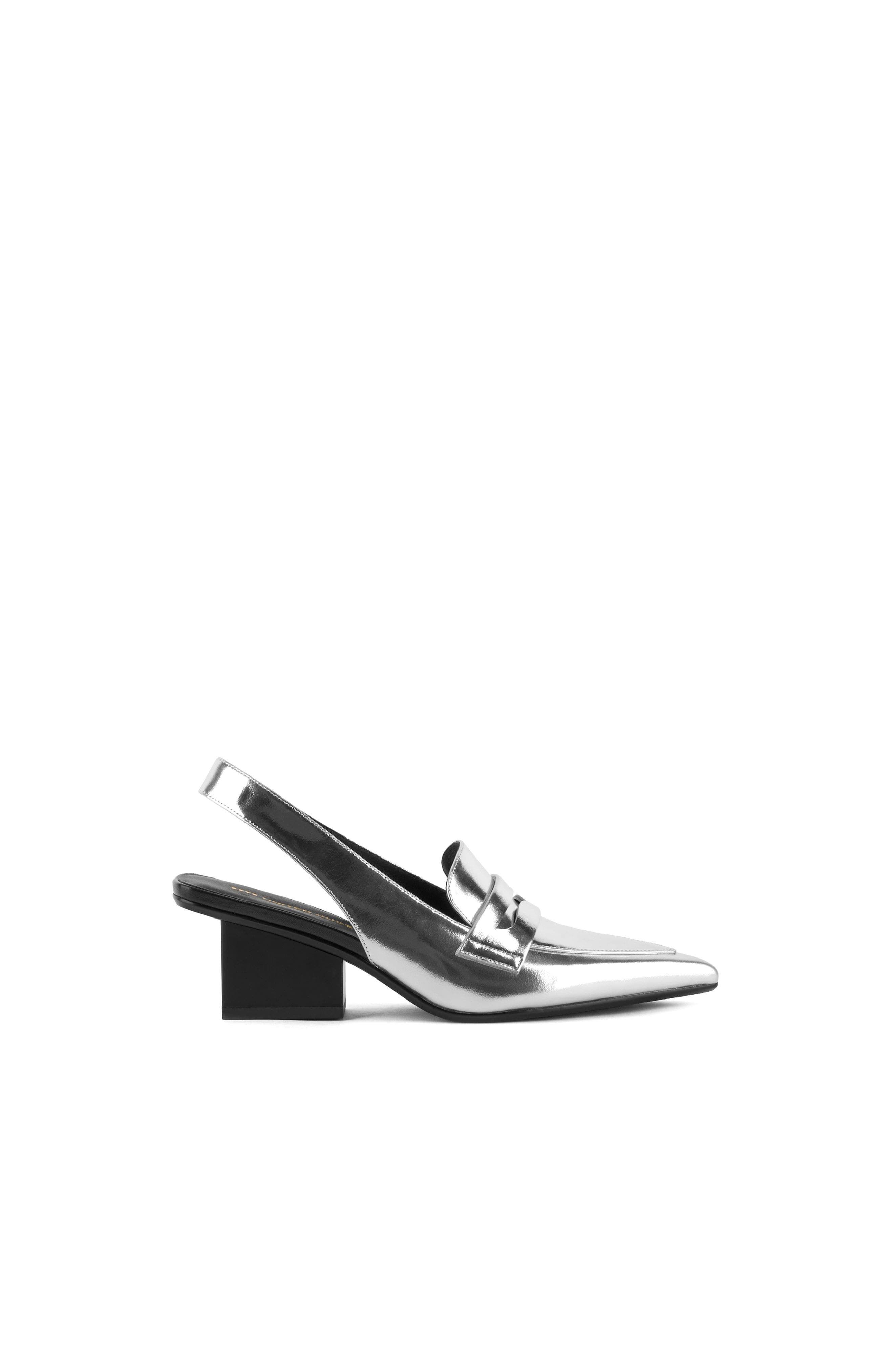 Raila Loafer Mid Pumps, Main, color, Silver