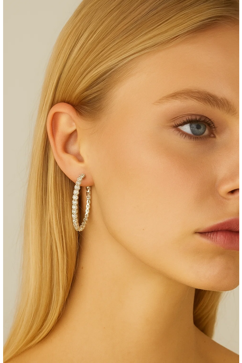 Crystal Hoop Earrings, Alternate, color, Gold