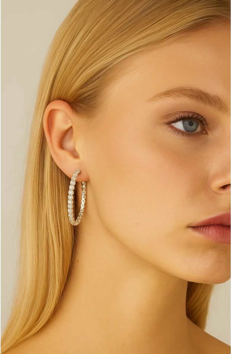 Hollywood Sensation Crystal Hoop Earrings, Alternate, color, Gold