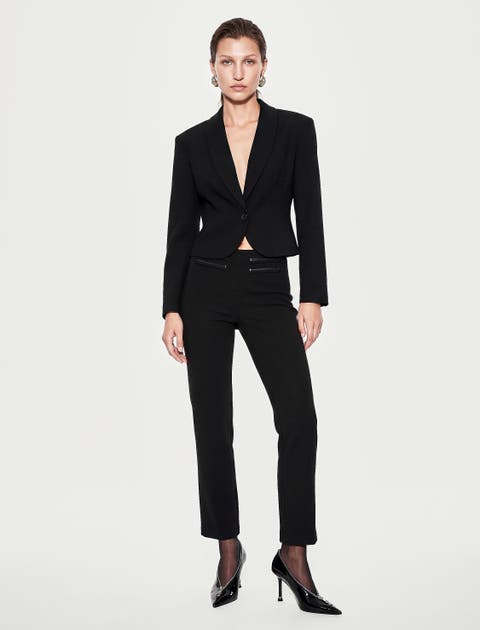Long Sleeve Shawl Collar Cropped Blazer Jacket
