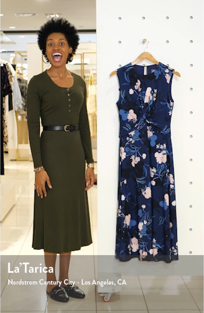 Floral Twist Front Sleeveless Midi Dress, sales video thumbnail