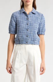 Alice + Olivia Ken High Waist Metallic Tweed Shorts