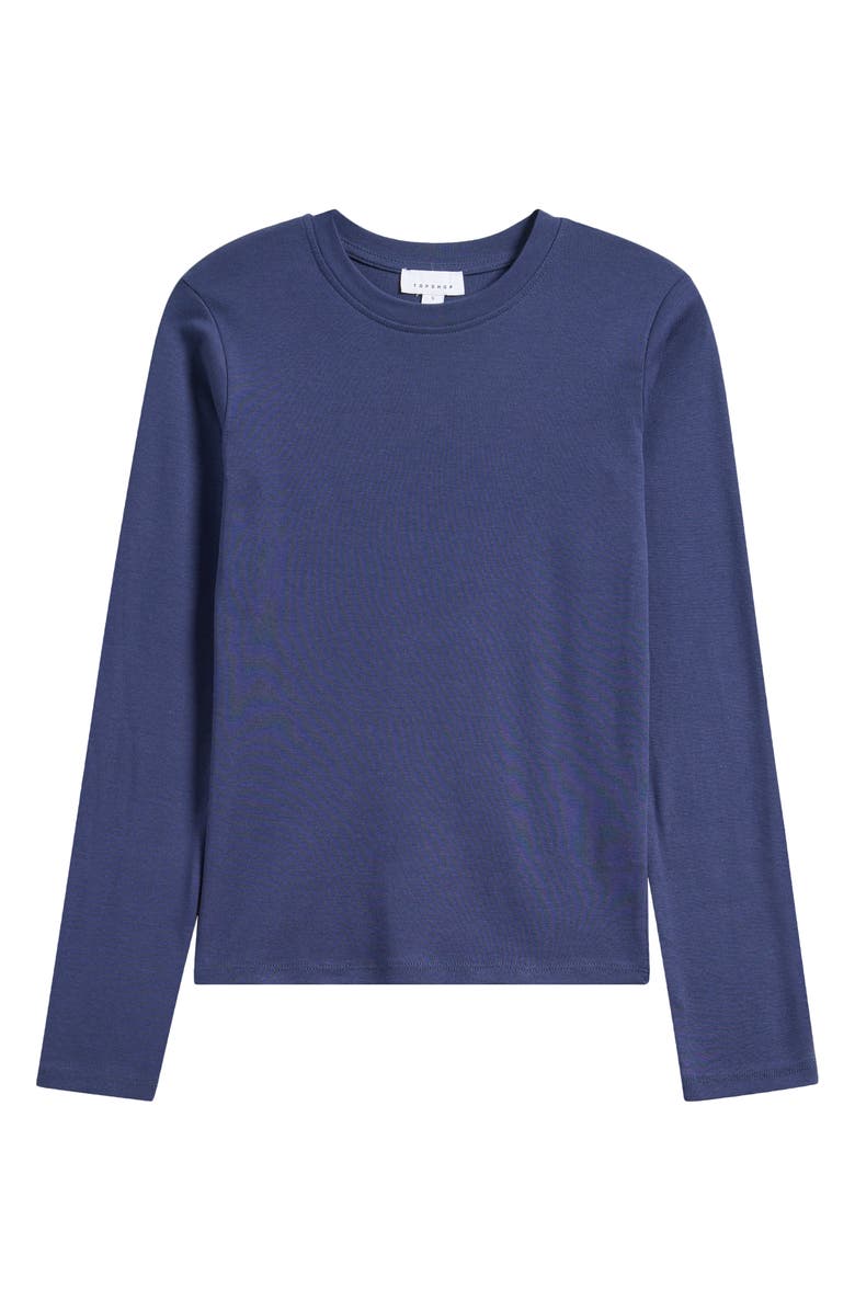 Topshop Everyday Long Sleeve Cotton T-Shirt, Main, color, Navy