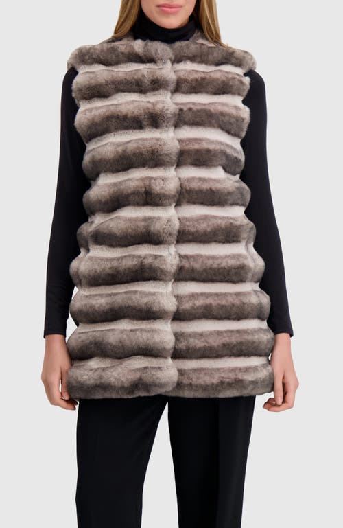 Lyla Grant Fur-free Chinchilla (faux Fur) Horizontal Vest In Neutral