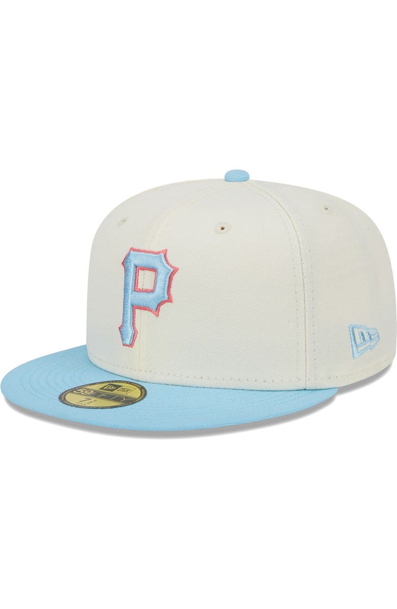 New Era Men's New Era Cream/Light Blue Pittsburgh Pirates Spring Color Two-Tone 59FIFTY Fitted Hat, Main, color, 