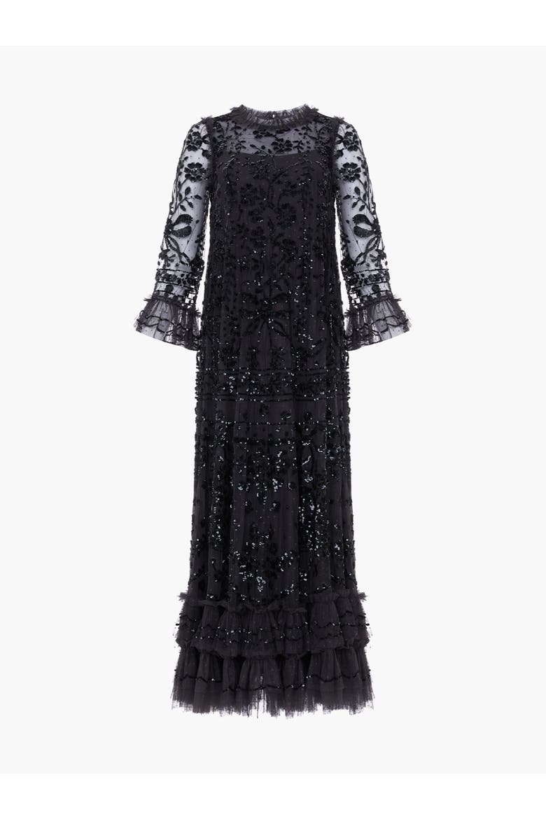 Celia Long Sleeve Ankle Gown, Alternate, color, Graphite