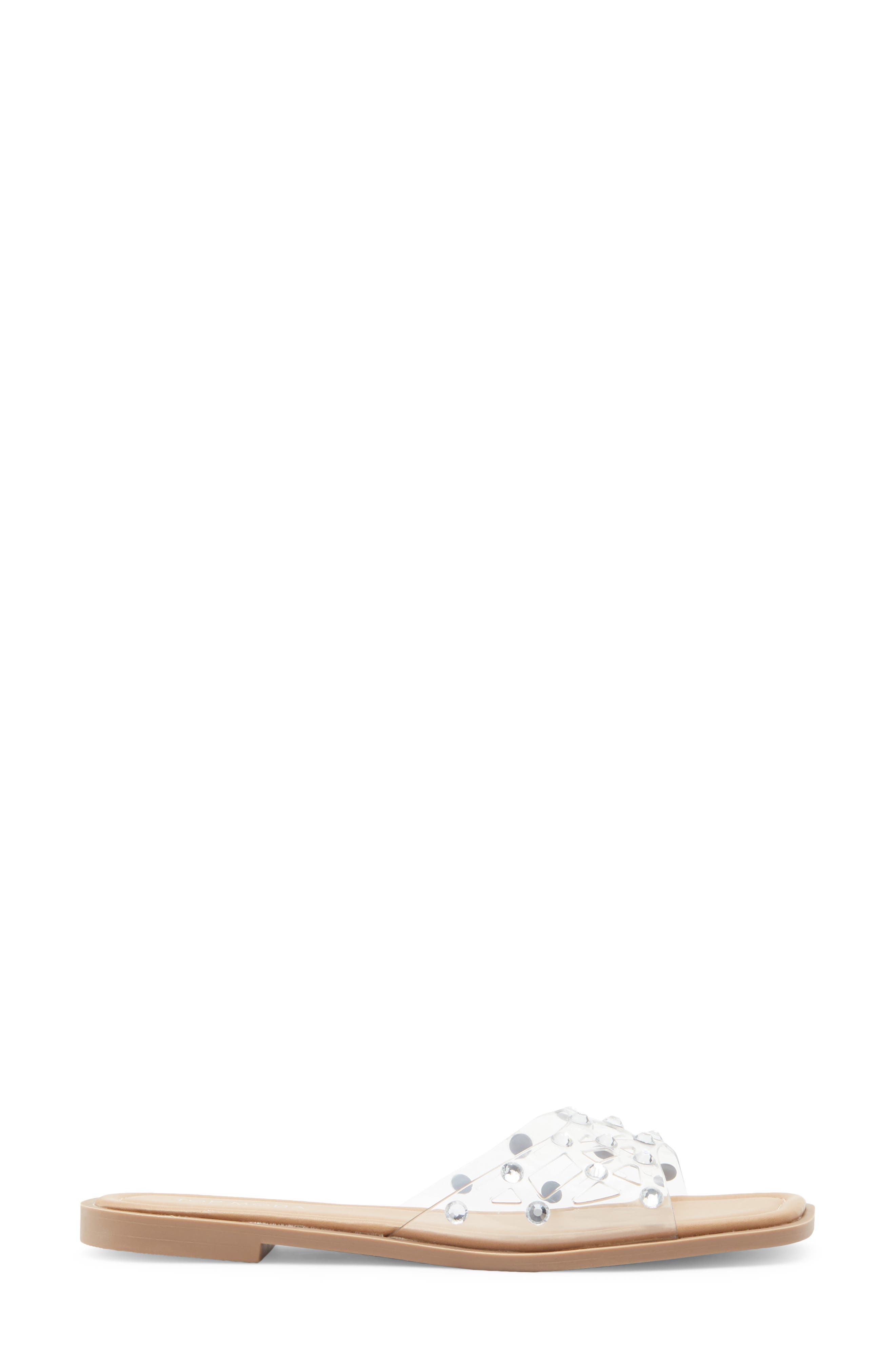 TOP MODA Zita Rhinestone Strap Slide Sandal, Alternate, color, Silver Pu