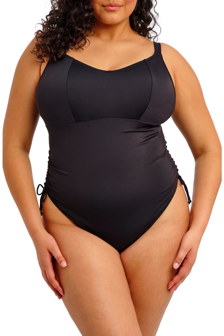 Plain Sailing Adjustable One-Piece Swimsuit, Main, color, BLACK