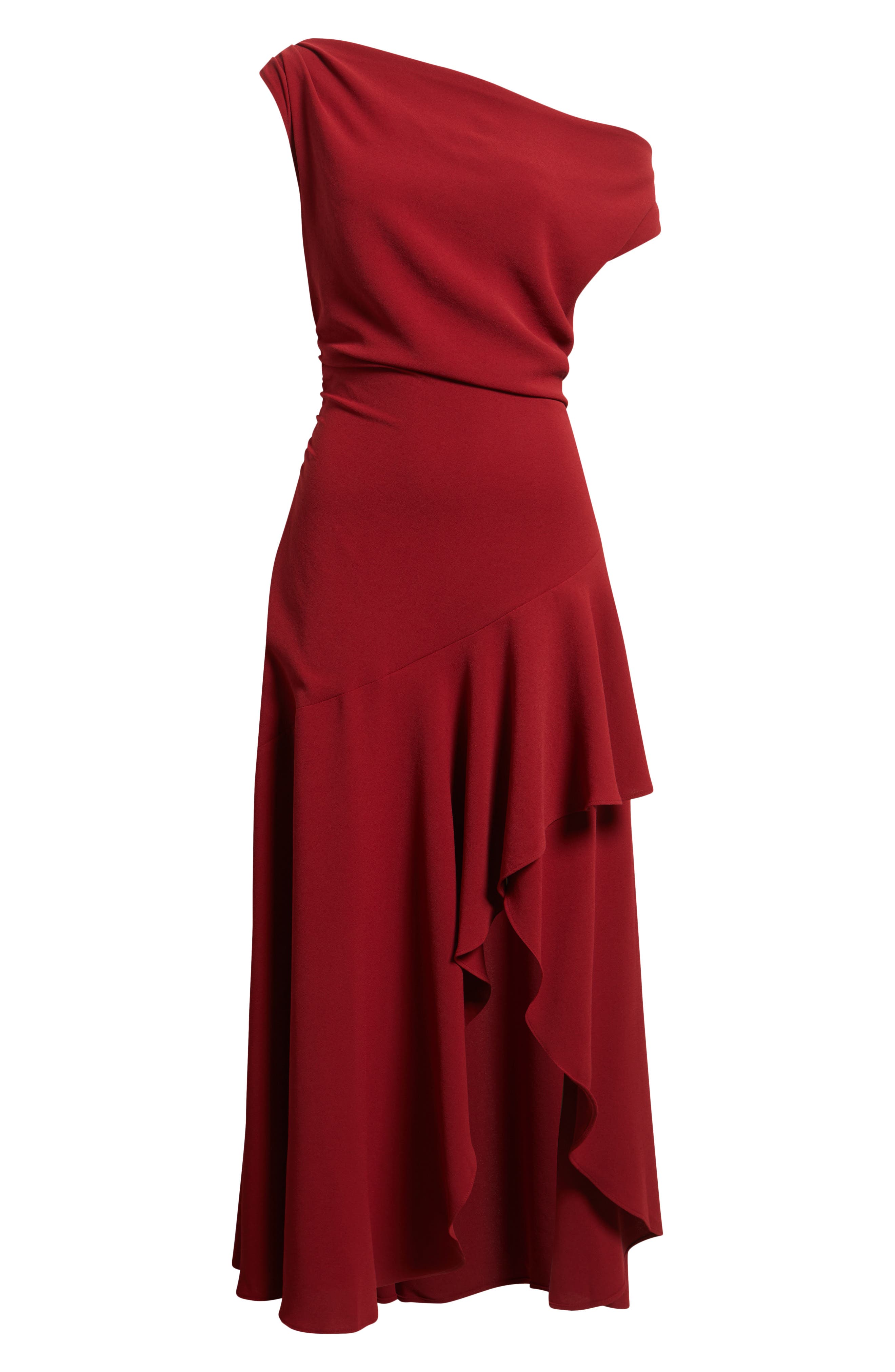 vince one shoulder cascade drape dress Cascading Ruffle Crepe One-Shoulder Gown (Women)