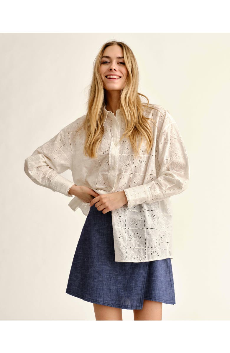 Cartolina Margaux Eyelet Button Down Shirt, Alternate, color, Soft White