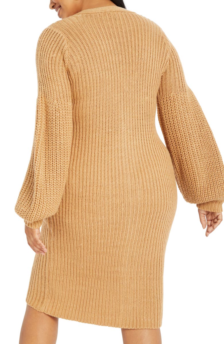 ELOQUII Balloon Sleeve Sweater Dress, Alternate, color,