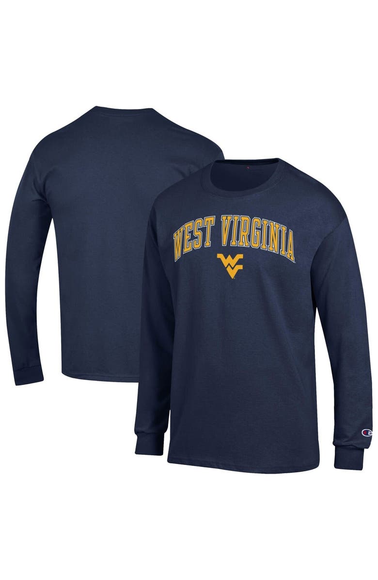 Champion Men's Champion Navy West Virginia Mountaineers Arch Over Logo Long Sleeve T-Shirt, Main, color, Navy