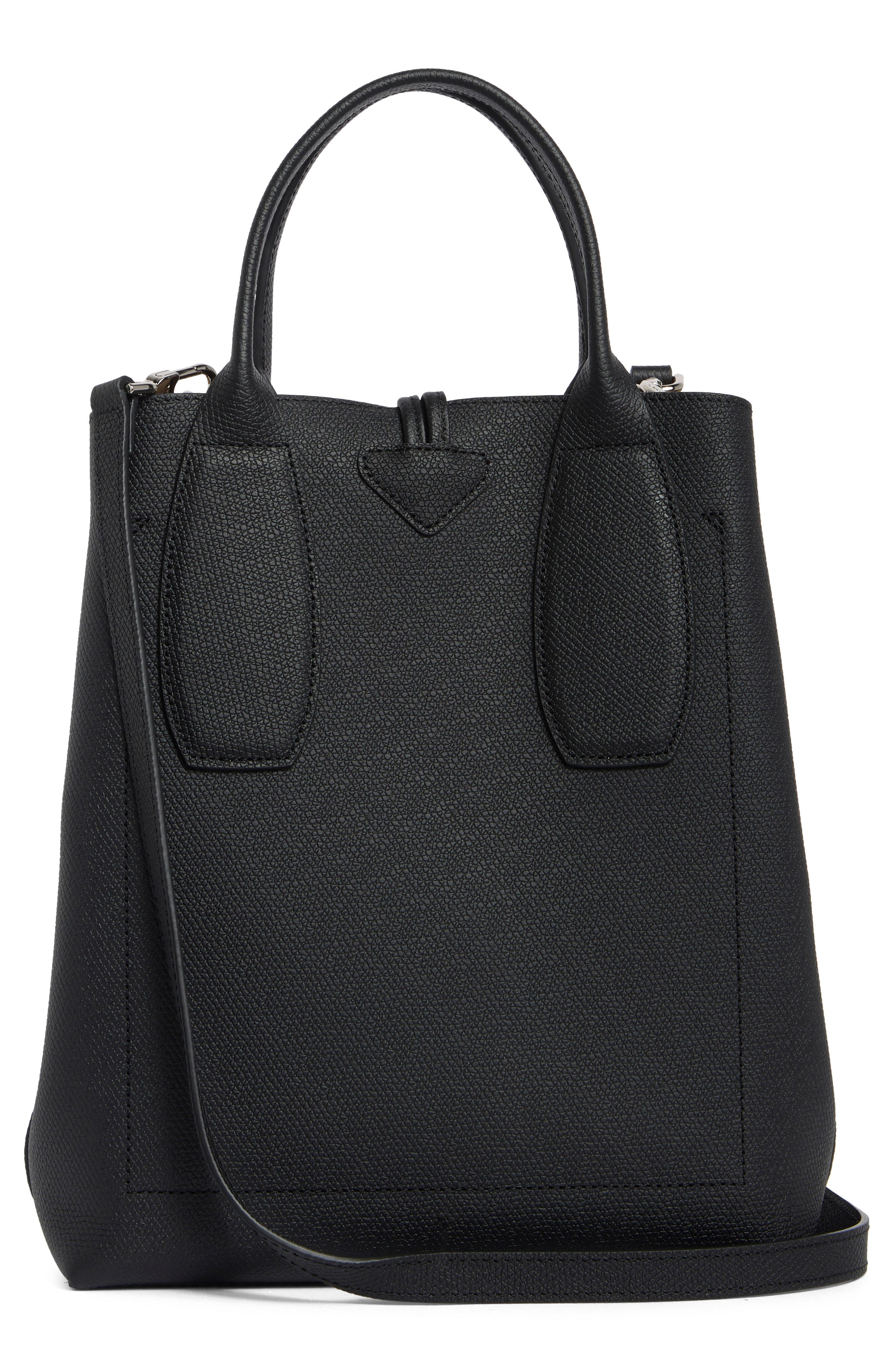 Medium Le Roseau Leather Tote, Alternate, color, BLACK