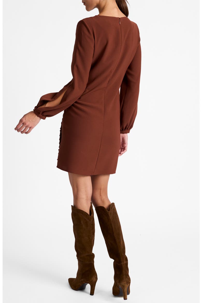 Pauli Shift Dress in Satin Back Crepe, Alternate, color, DARK CHESTNUT