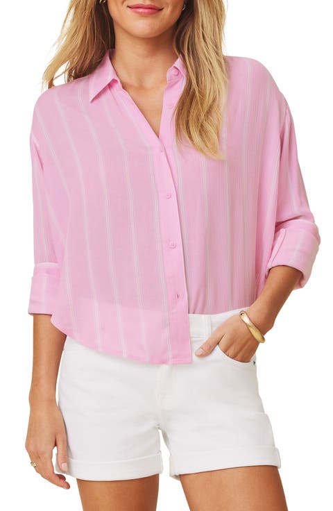 Jaylei Stripe Modal Button-Up Top