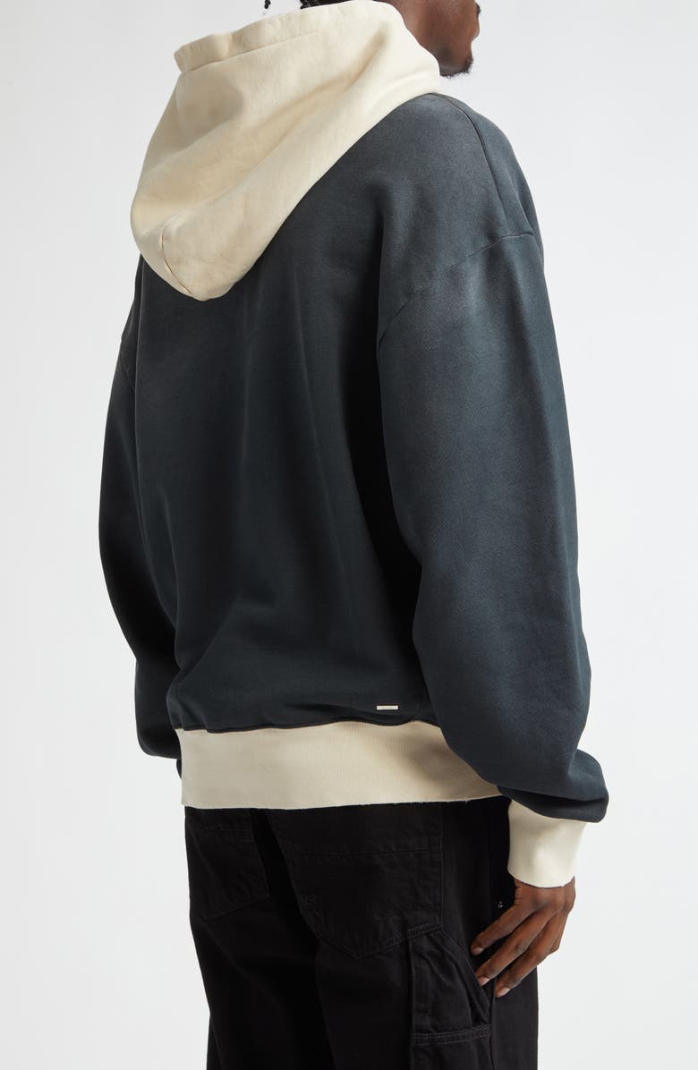 AMIRI Oversize Logo Colorblock Cotton Hoodie, Alternate, color, Black