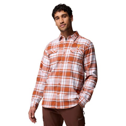 Men's Columbia  Texas Orange Texas Longhorns Flare Gun Omni-Wick Flannel Long Sleeve Button-Up Shirt