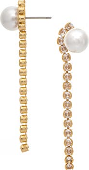 RIVKA FRIEDMAN Imitation Pearl & Cubic Zirconia Line Drop Earrings