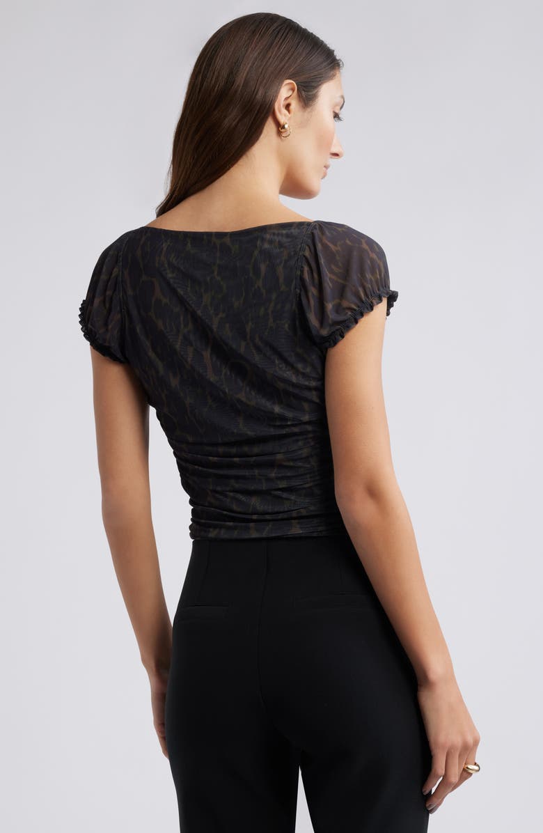 Open Edit Mesh Ruched Top, Alternate, color, Brown Lady Leopard