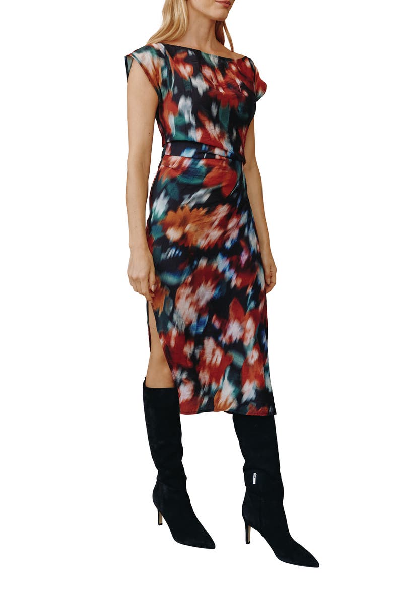 Blurred Boat Neck Midi Dress, Alternate, color, BLURRED FLORAL PRINT