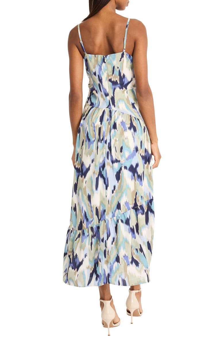 DONNA MORGAN FOR MAGGY Square Neck Tiered Maxi Dress, Alternate, color, Dusty Aqua/ Sage