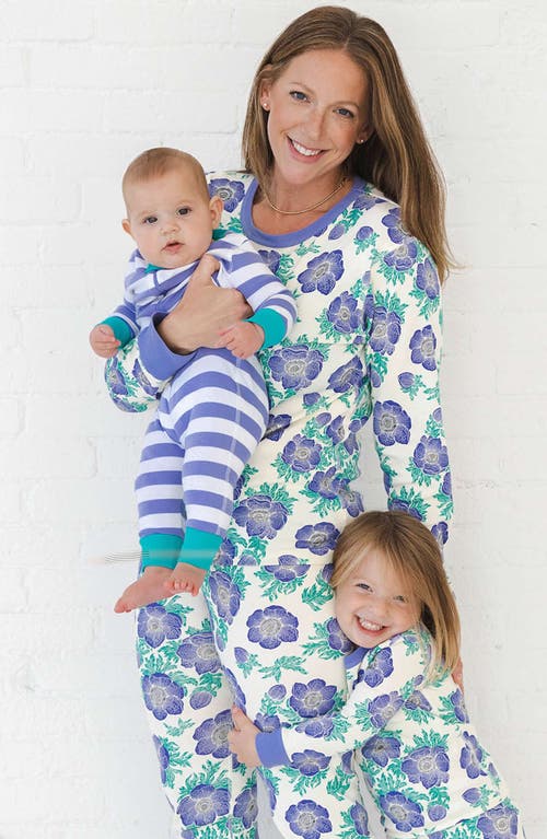 Mightly 100% Organic Cotton Stripe Snug Fit Baby Pajamas In Peri Stripe