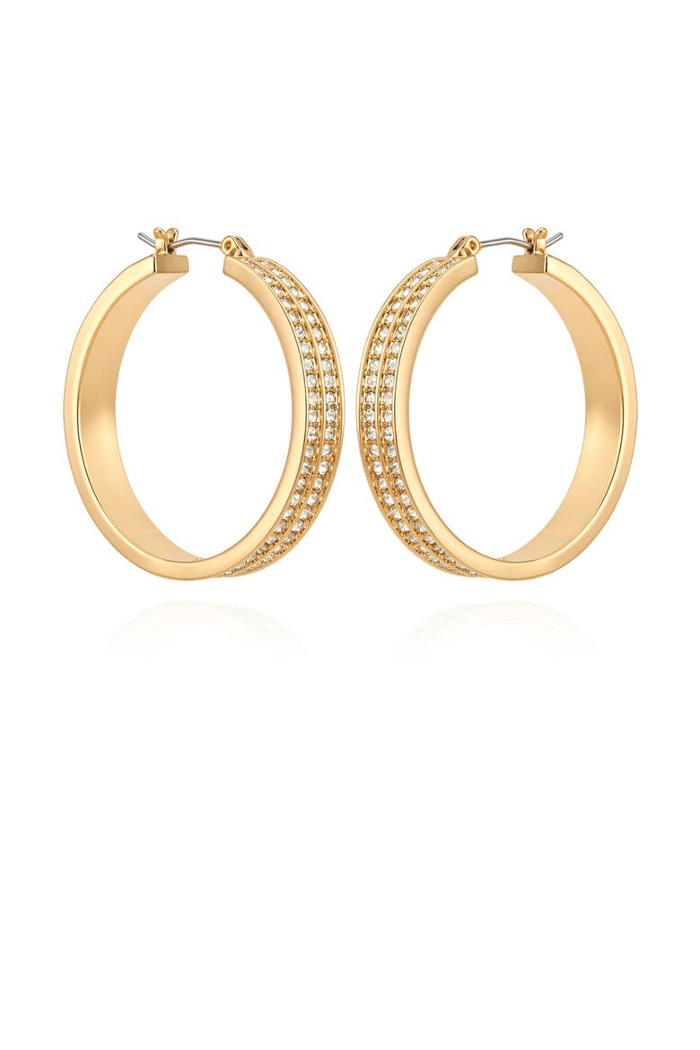 Gold-Tone Crystal Hoop Earrings, Alternate, color, Gold