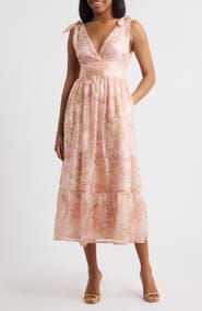 Lulus Stella Floral Organza Midi Dress