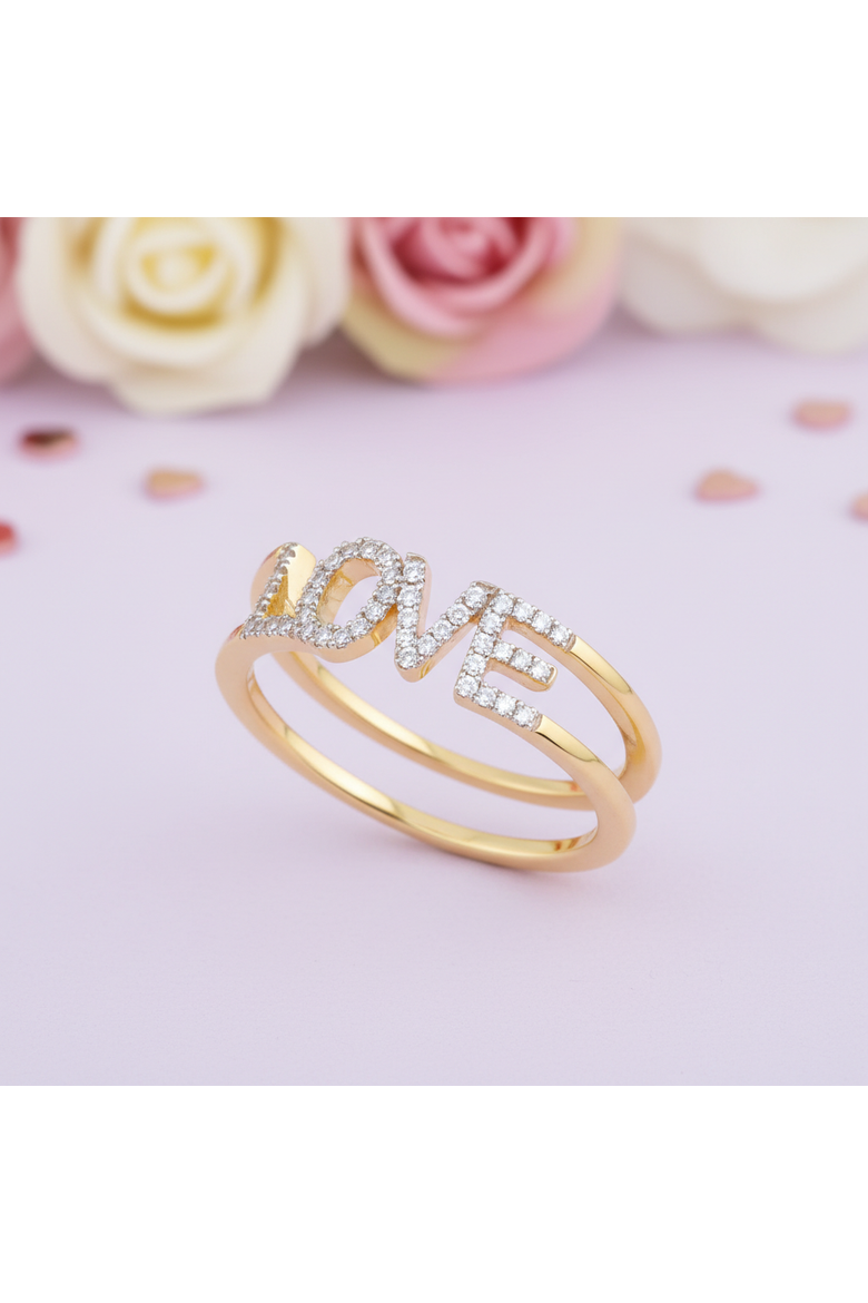 Amorra 0.15 Cts Natural Diamond LOVE 14K Gold Ring, Alternate, color, 14K Yellow Gold