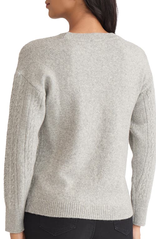 Jones New York Mixed Stitch Cotton Blend Sweater In Gray
