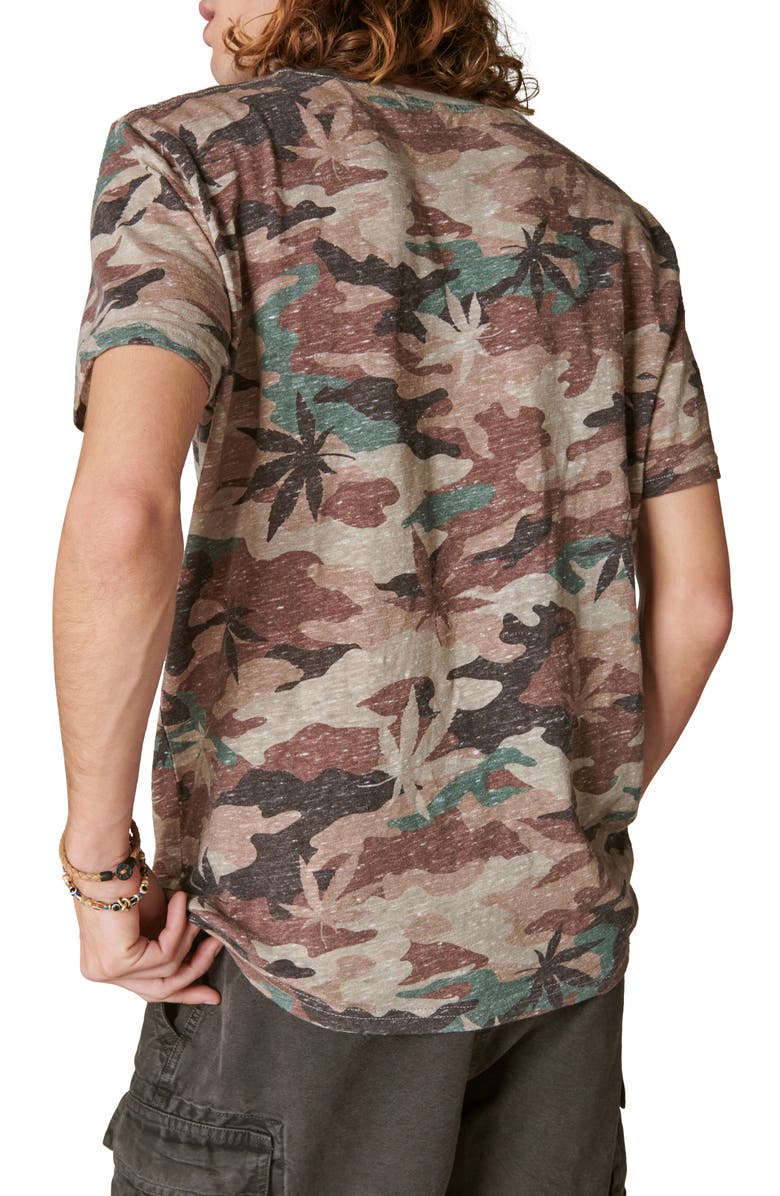 Lucky Brand Leaf Camo Print Cotton Blend T-Shirt, Alternate, color, 
