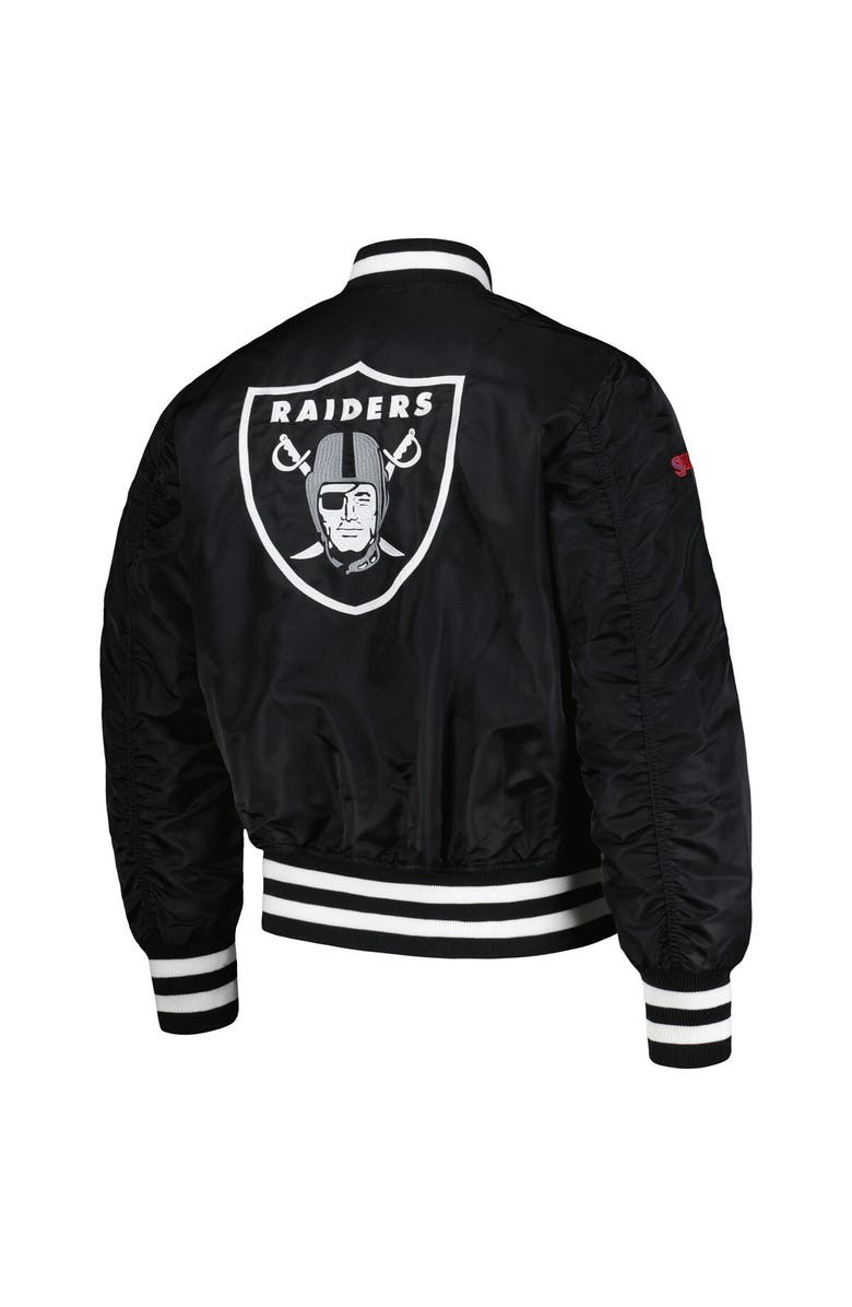 New Era x Alpha Industries Men's New Era x Alpha Industries Black Las Vegas Raiders Reversible Full-Zip Bomber Jacket, Alternate, color, 