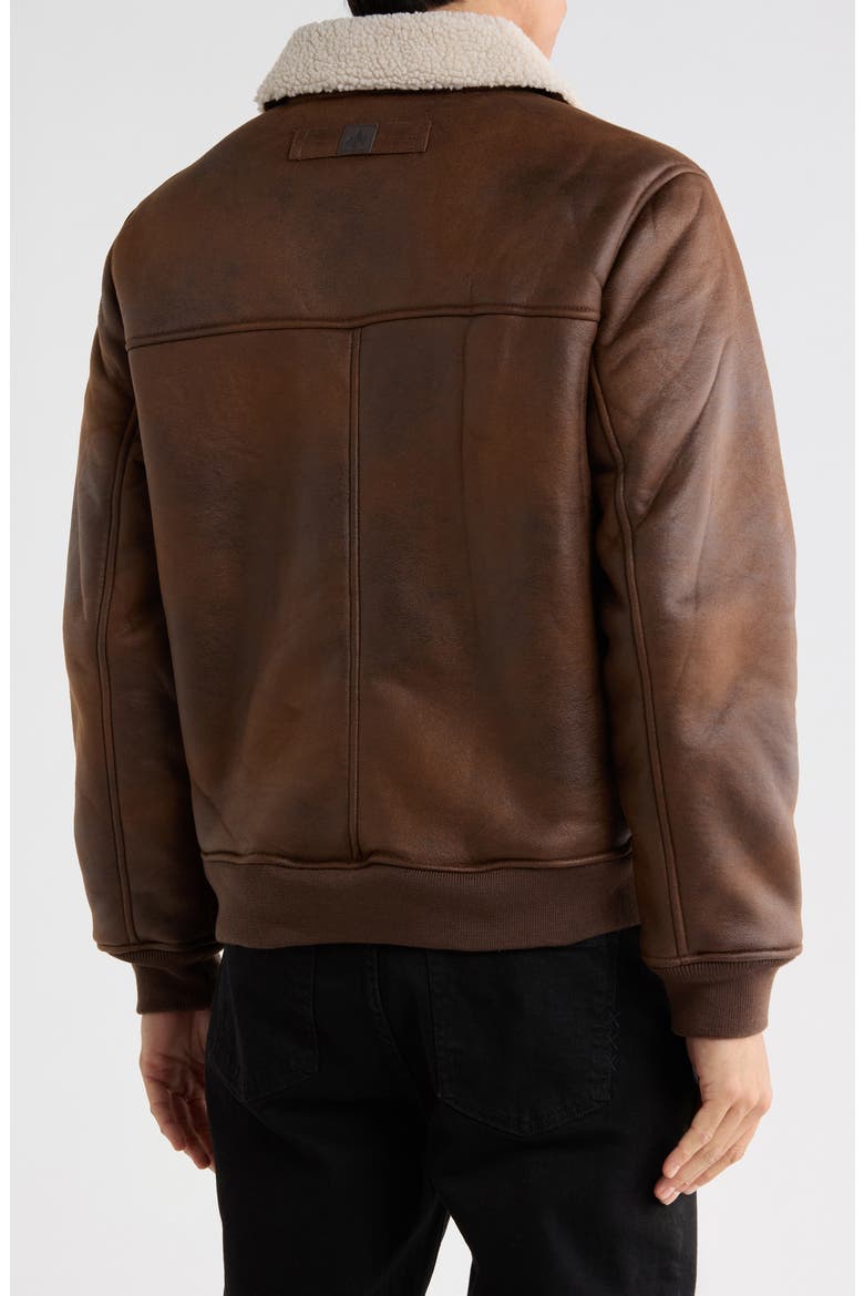 Faux Shearling Collar Barn Coat, Alternate, color, RUSSET