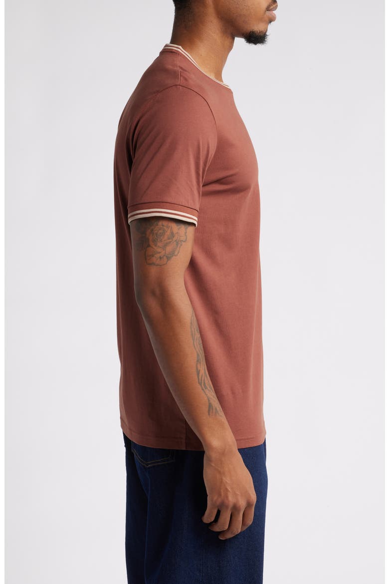 Contrast Trim T-Shirt, Alternate, color, WHISKY BROWN / PORRIGE MARL