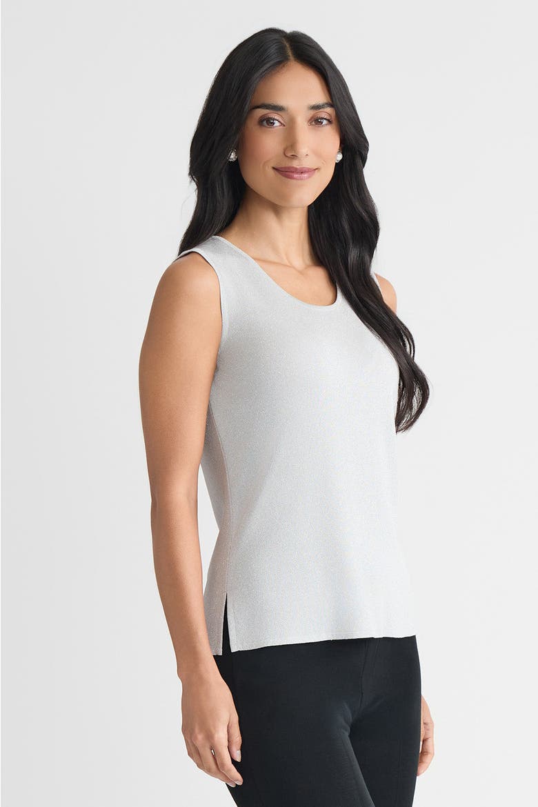 Mid Length Scoop Neck Knit Tank, Alternate, color, Silver