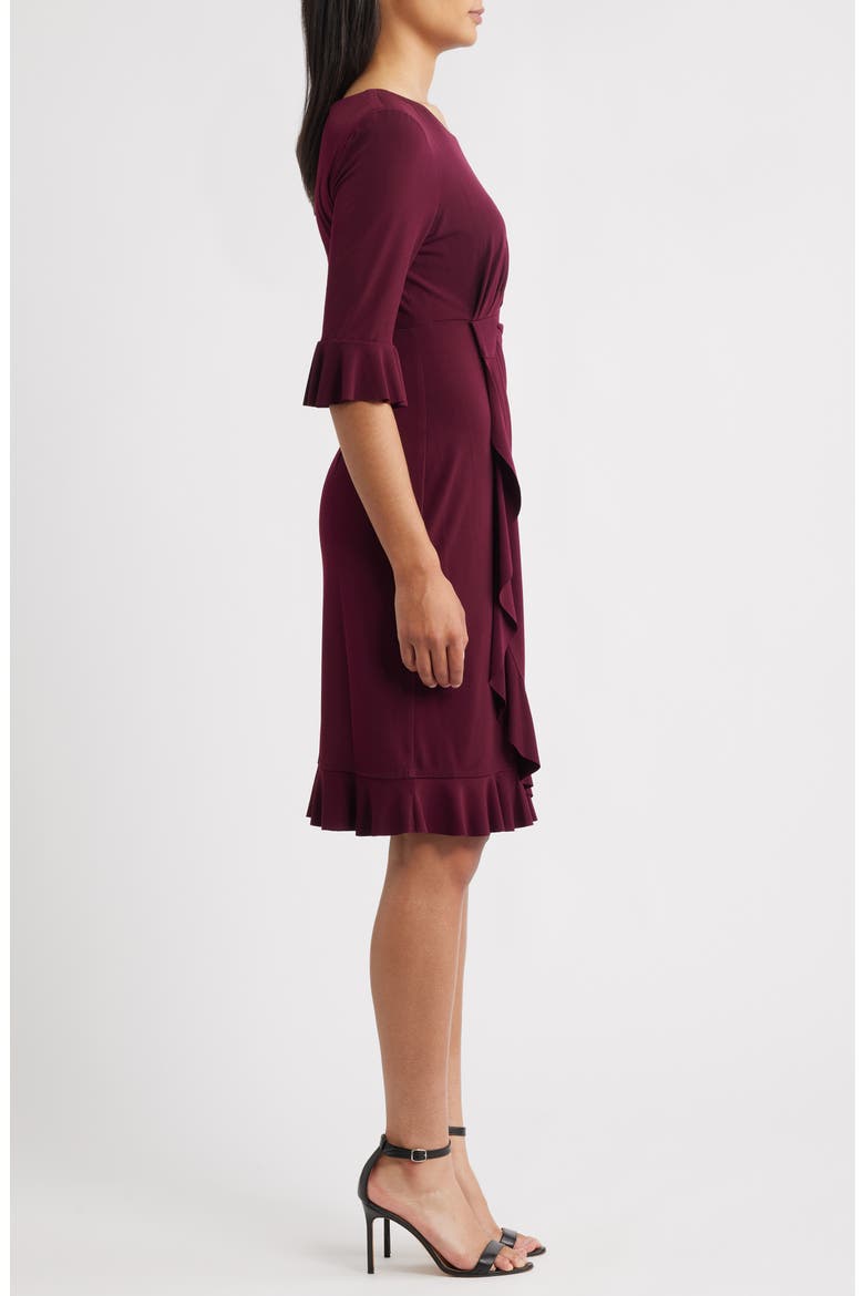 Ruffle Pleat Dress, Alternate, color, BORDEAUX