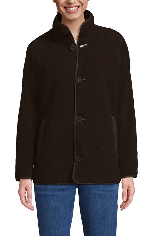Lands' End High Pile Fleece Reversible Mixed Media Long Jacket In Brown