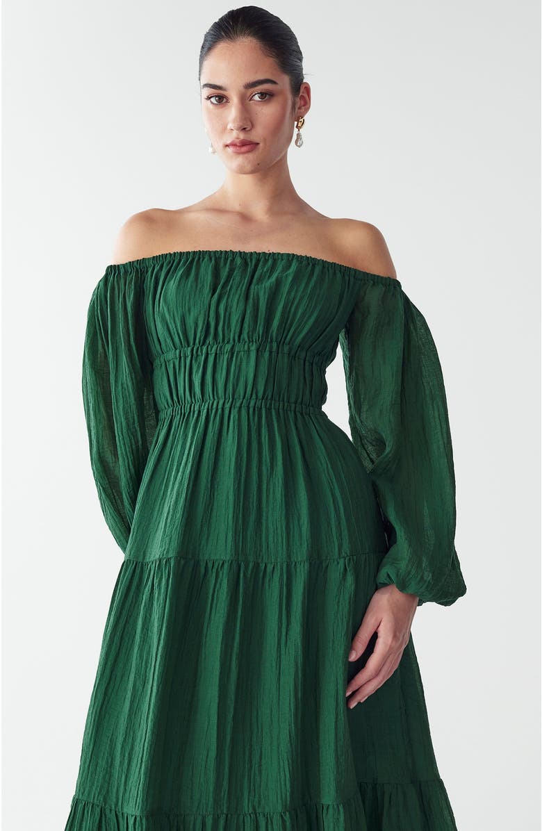 WILLA Burnese Midi Dress, Alternate, color, Emerald