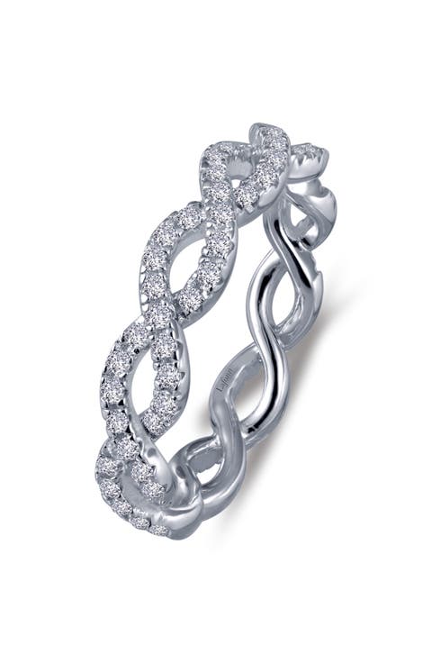 Cross Wave Simulated Diamond Band Ring