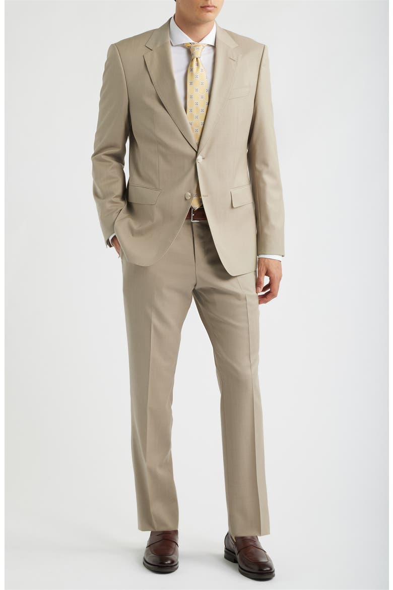 Huge Slim Fit Tan Virgin Wool Suit, Main, color, LIGHT TAN